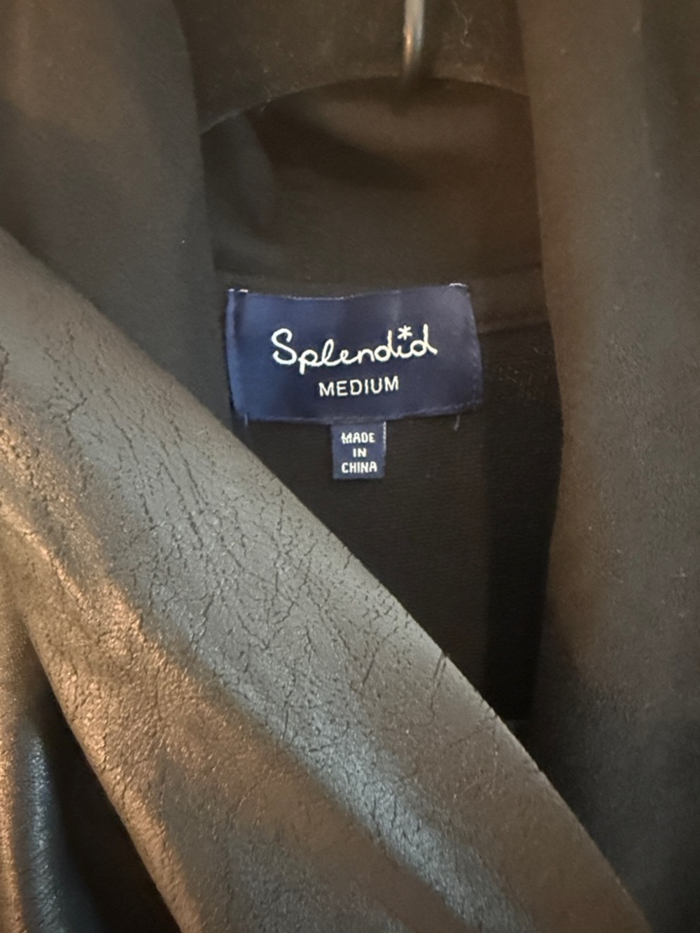 Splendid Black Draped Open-Front Blazer with Faux Leather Accents Size Medium - Picture 2 of 5